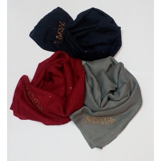 Combo Kashkha Glitter Stoles- DARK RED | DARK BLUE | LIGHT GREY